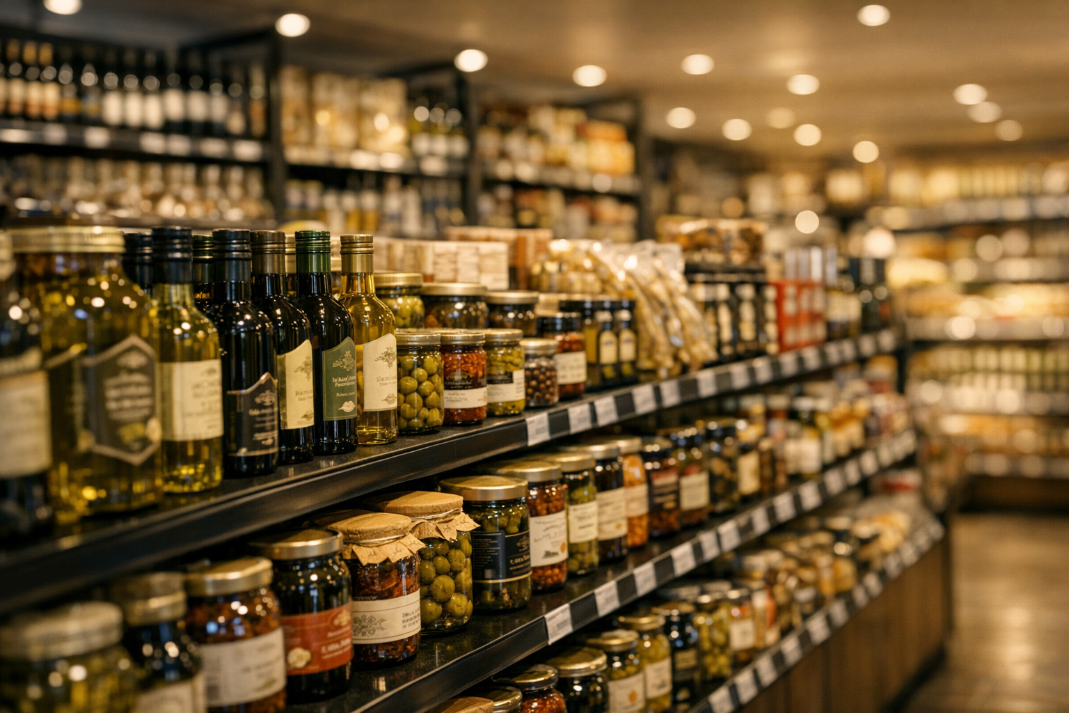 Premium food products on Israeli supermarket shelf