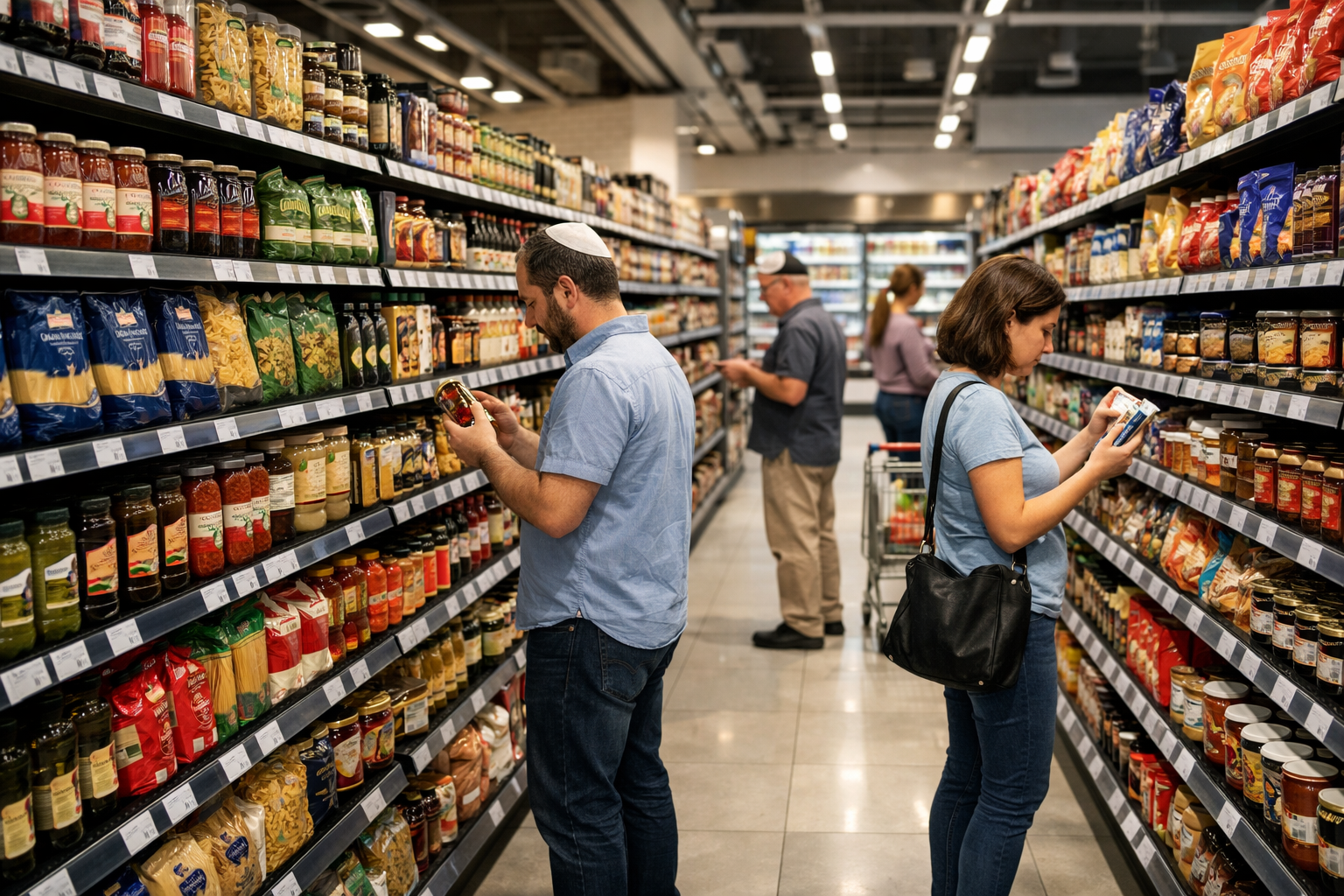 {"alt_text": "Fresh produce display at Israeli market with colorful fruits and vegetables arranged for sale"}