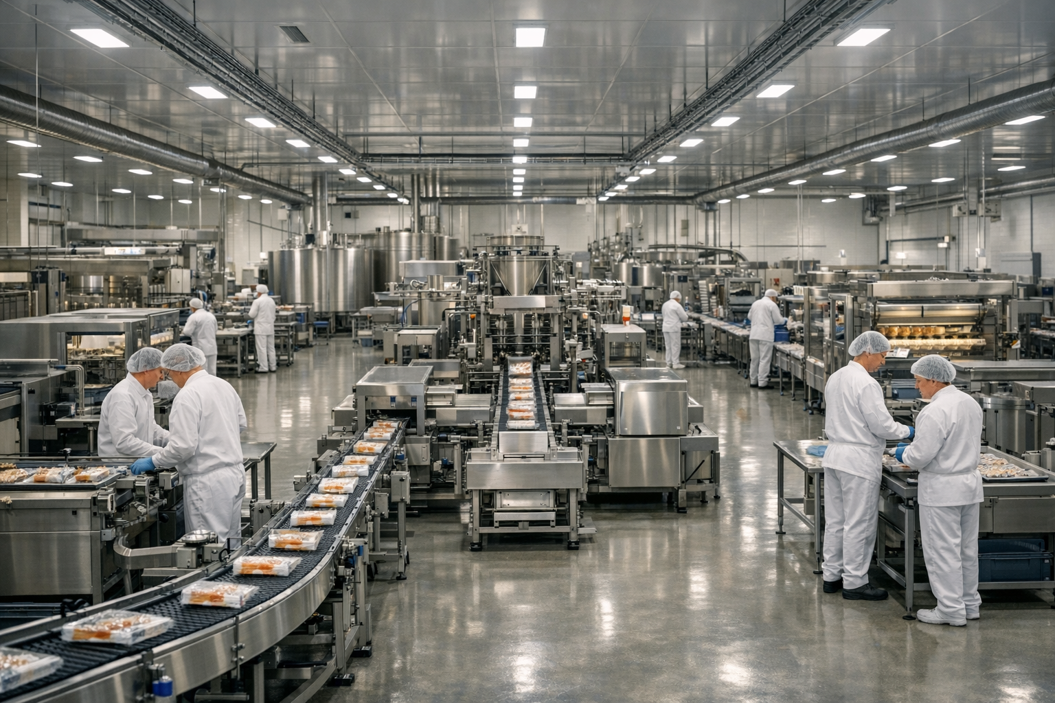 European food manufacturing facility with modern production line
