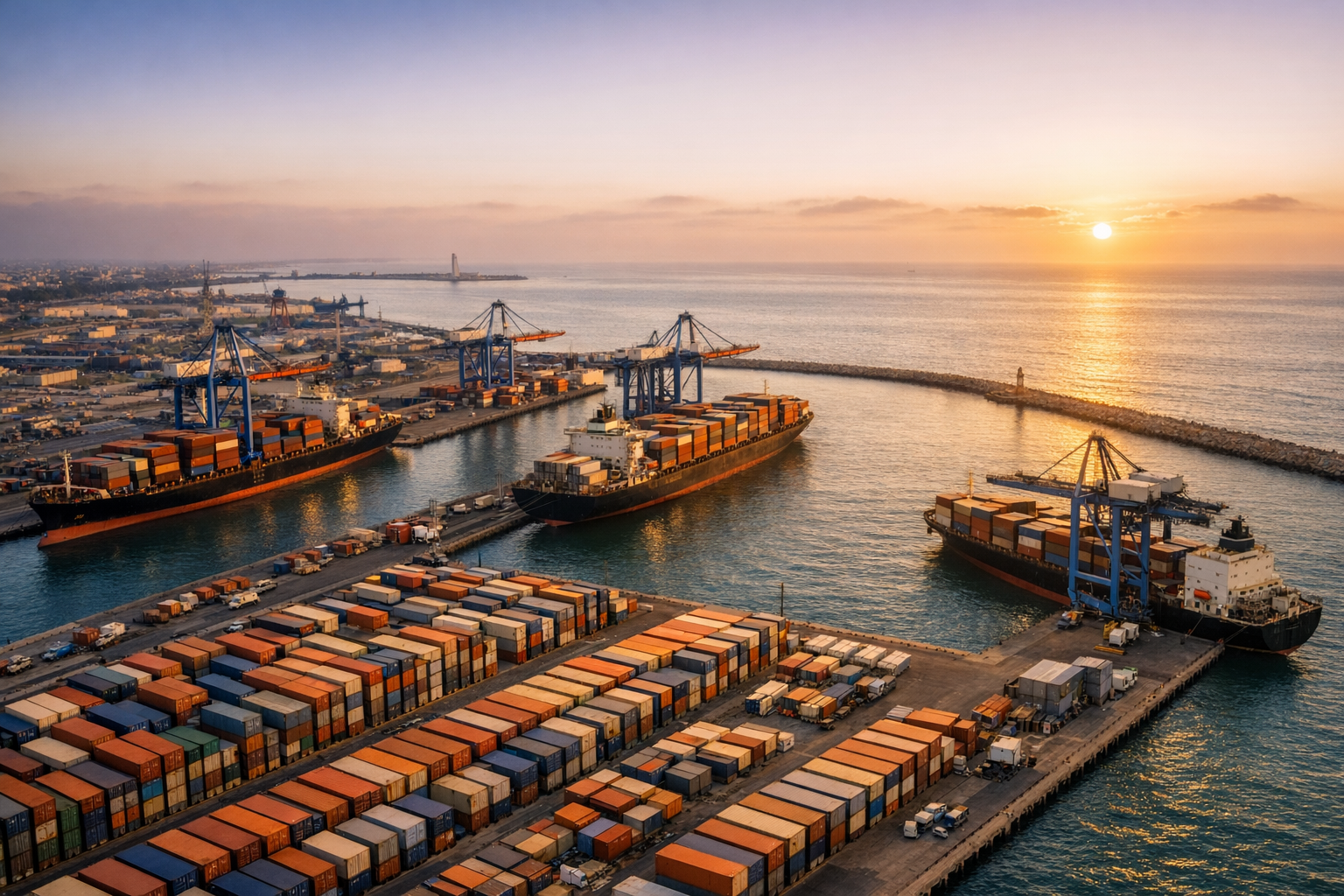 Shipping containers at Ashdod port, Israel's main food import gateway
